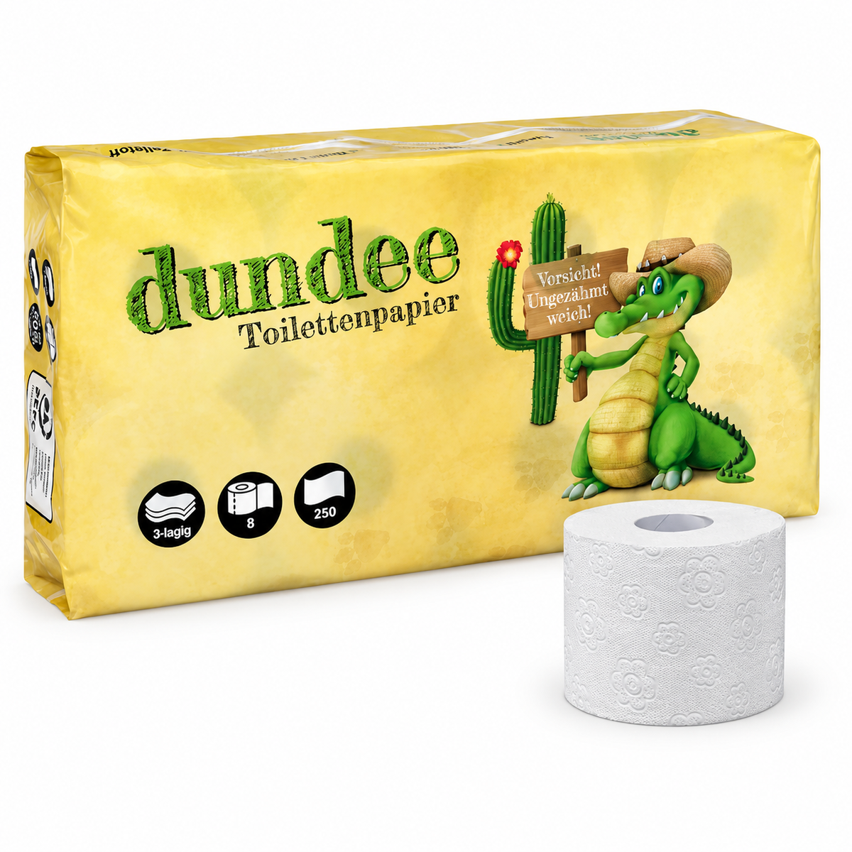dundee Toilettenpapier 3-lagig, 8 Rollen