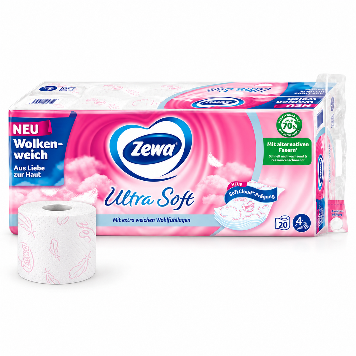 Zewa Toilettenpapier Ultra Soft 4-lagig, 20 Rollen