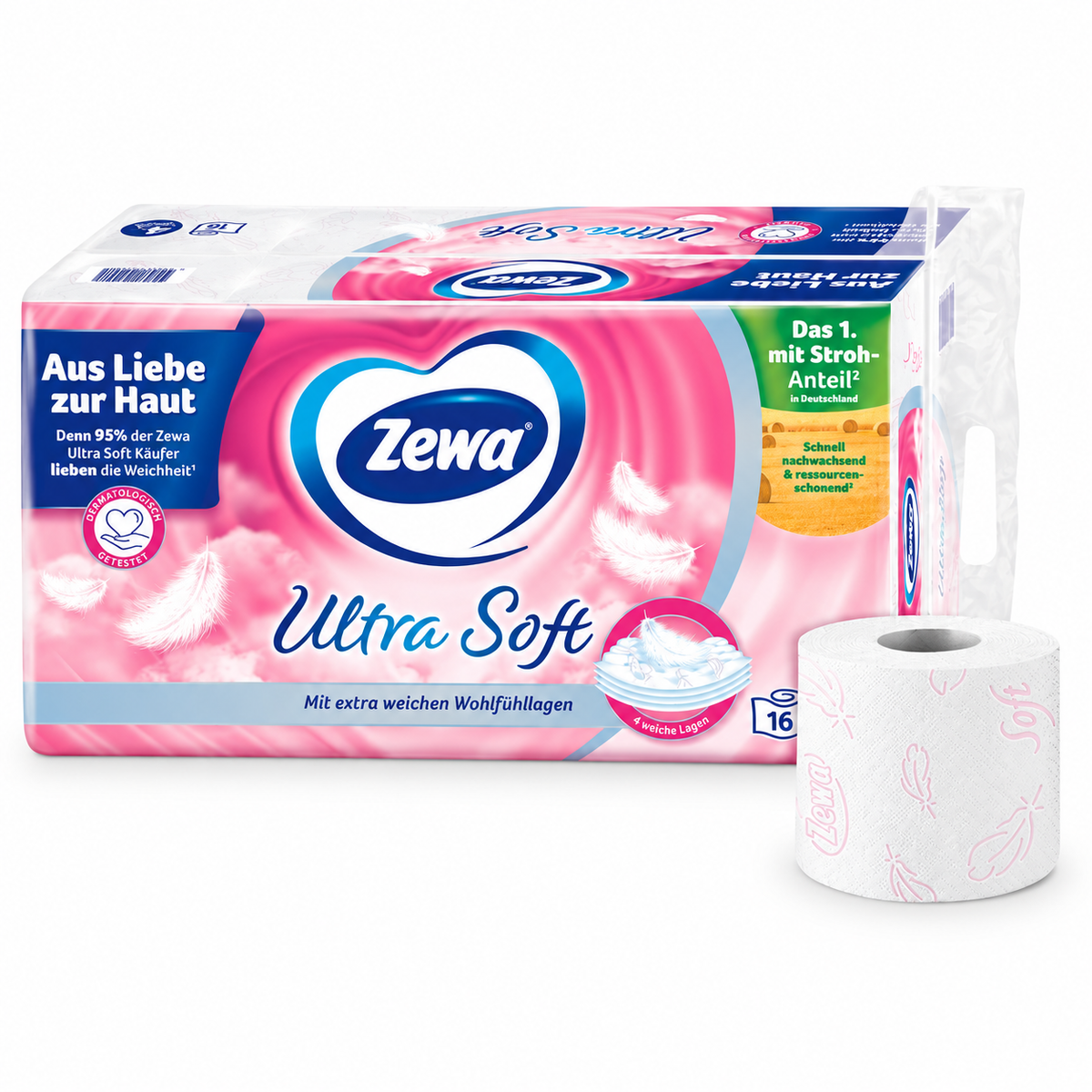 Zewa Toilettenpapier Ultra Soft 4-lagig, 16 Rollen