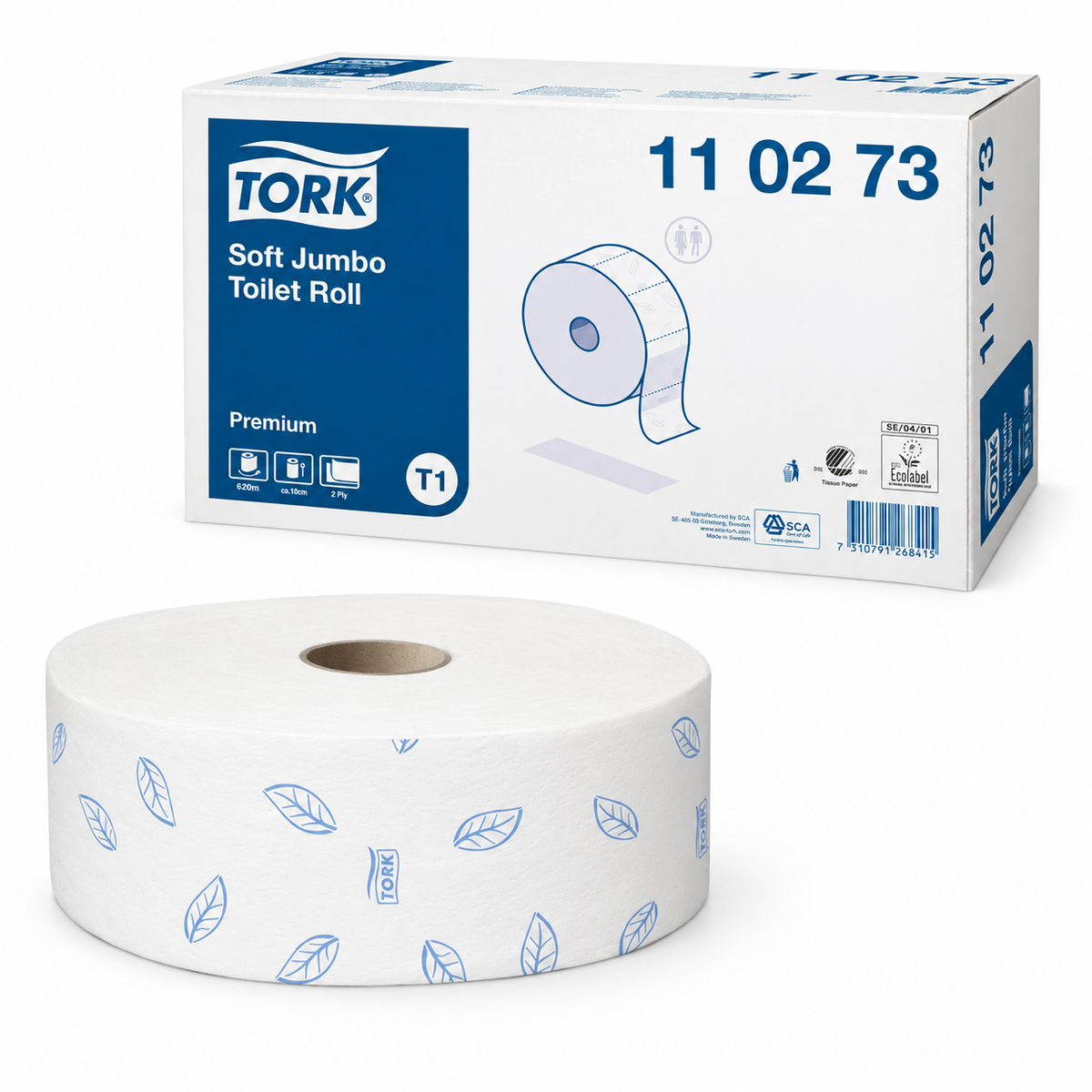 TORK Jumbo-Toilettenpapier T1 Premium Soft 2-lagig Recyclingpapier, 6 Rollen