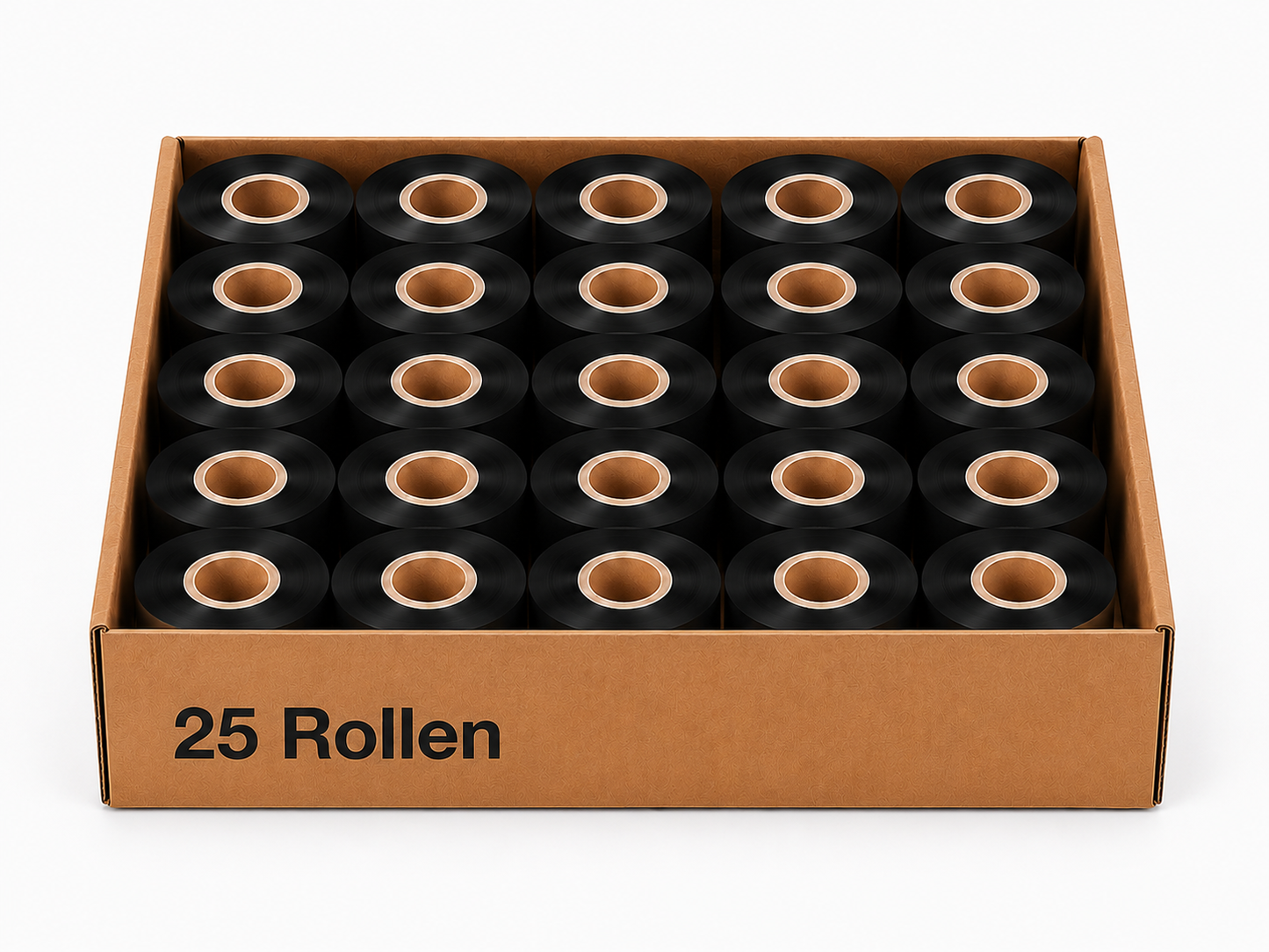 Thermotransferband Wachs 25 Rollen 58mm x 74m K:12,7mm AW