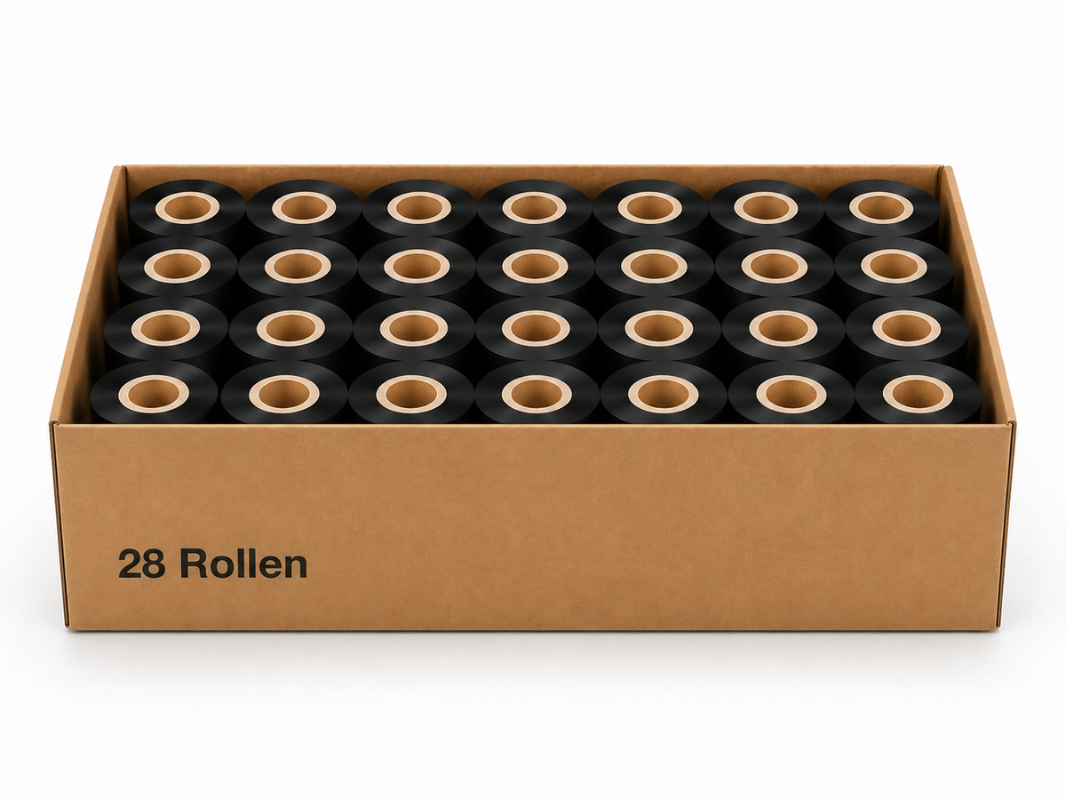 Thermotransfer Wachs/Harzfarbband       28 Rollen 104mm x 155m K:25,4mm AW Kerbe