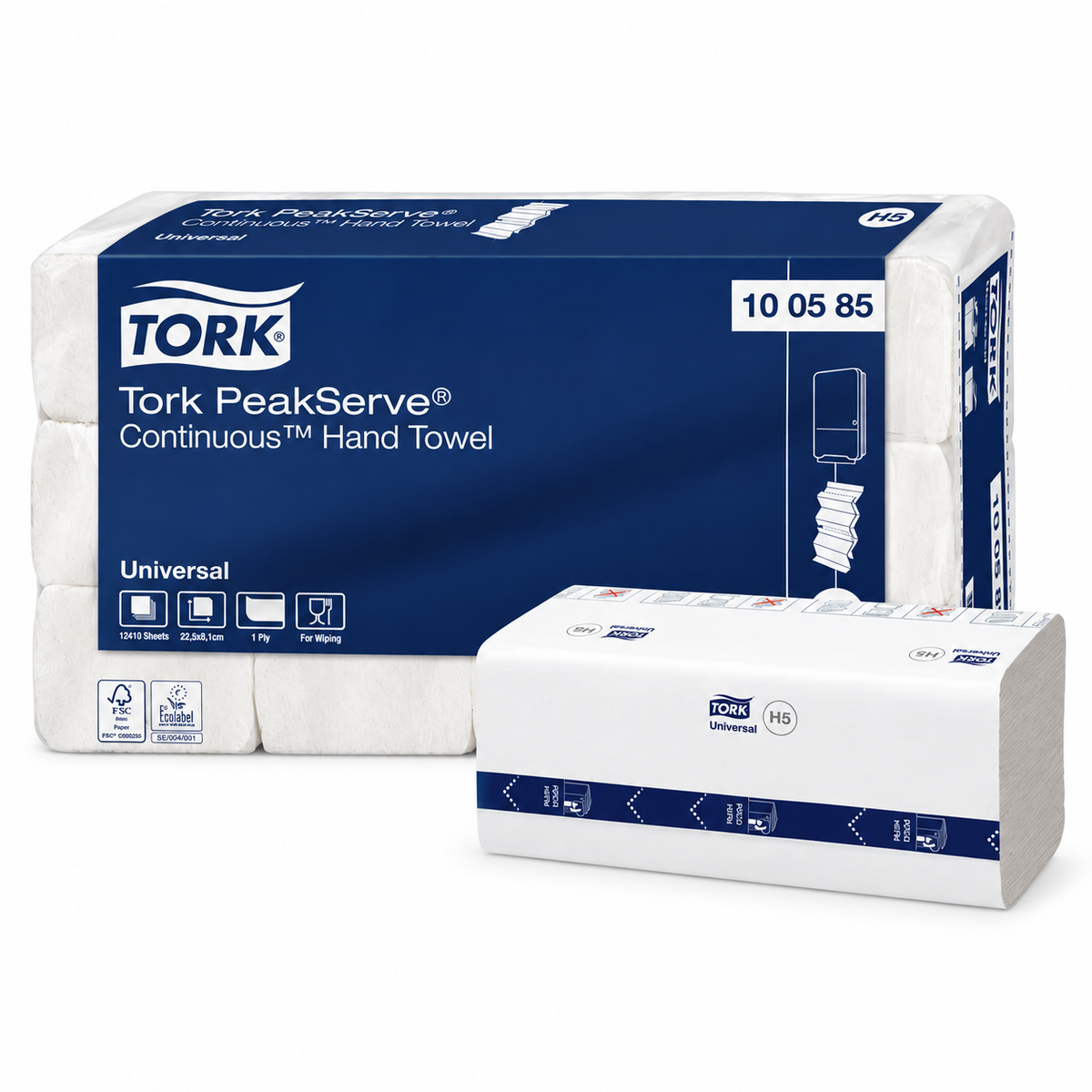 TORK Papierhandtücher 100585 PeakServe® Endlos™ H5 Interfold-Falzung 1-lagig weiß, 4.920 Tücher