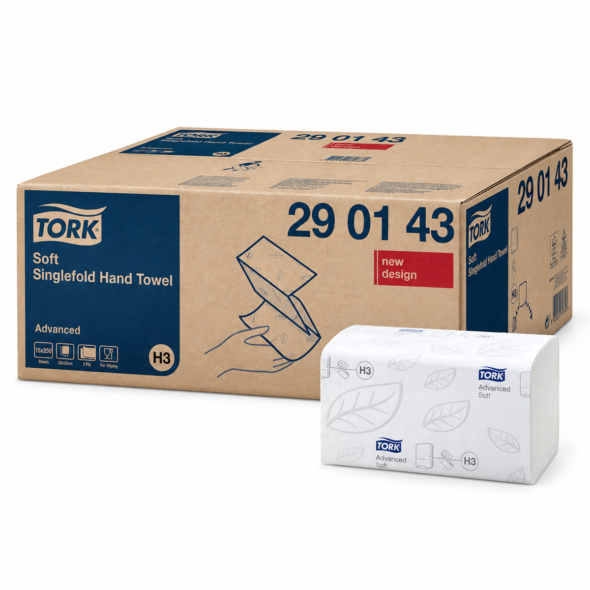 TORK Papierhandtücher 290143 H3 Advanced Zick-Zack-Falzung 2-lagig 3.750 Tücher