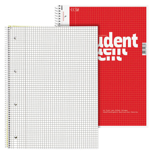 BRUNNEN Collegeblock DIN A4 kariert / liniert 80 Blatt 70gm² -  5 St. ECF/holzfrei Innenrand 4fach-Loch