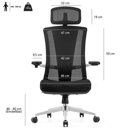LASER PLUS Ergonomischer Bürostuhl / Schreibtischstuhl ATLAS mit Synchronmechanik, Mesh-Gewebe und leisen Doppelrollen