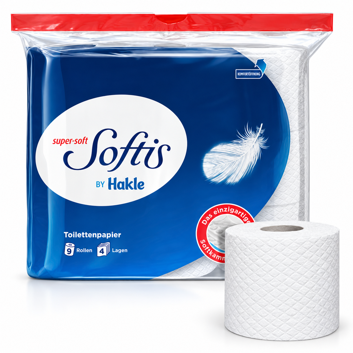 Softis Toilettenpapier 4-lagig, 9 Rollen