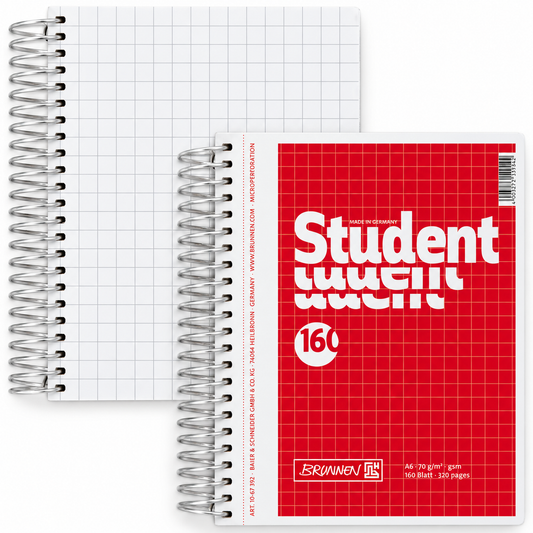 Brunnen Collegeblock Student DIN A6 kariert ohne Rand 1 Stück